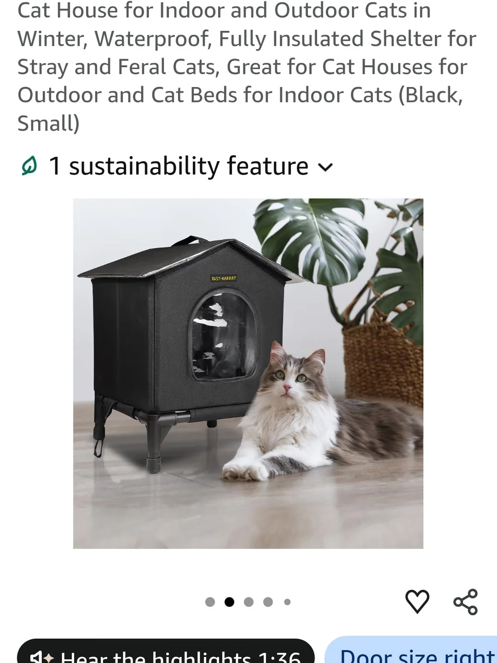 Insulated Waterproof Cat House Shelter - Black